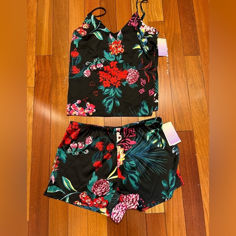 Stars Above Women's Floral Print Satin Pajama Cami za. - Picture 3 of 14